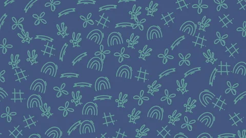Bright doodles float across a calm blue background Stock Footage 332068188