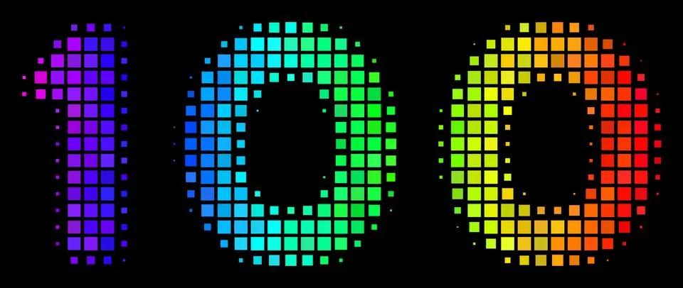 Bright Dot 100 Text Icon 스톡 일러스트