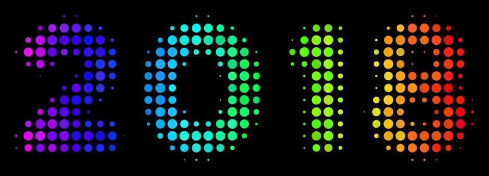 Bright Dot 2018 Year Text Icon 스톡 일러스트
