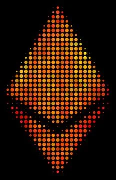Bright Dot Ethereum Crystal Icon Stock Illustration