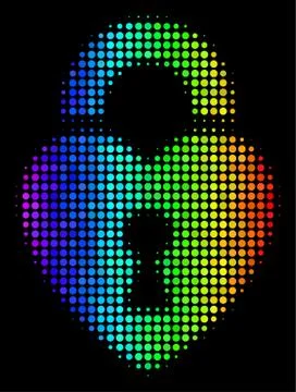 Bright Dot Heart Lock Icon Stock Illustration