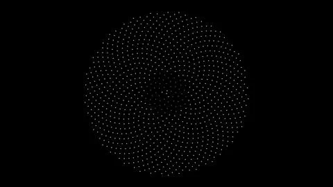 Bright dots arranged in a circular pattern on a black background Stock Illustration