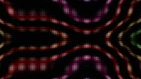 Bright dots create waves on a dark background in digital art Stock Footage 337072494