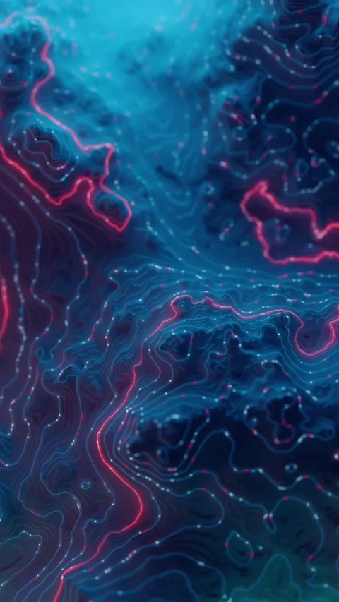 Bright dots moves in a different shining curved lines Stock Footage 266428176