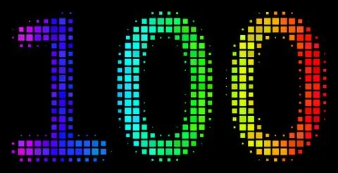 Bright Dotted 100 Text Icon 스톡 일러스트