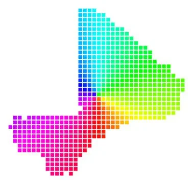Bright Dotted Mali Map Stock Illustration