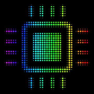 Bright Dotted Processor Icon Stock Illustration