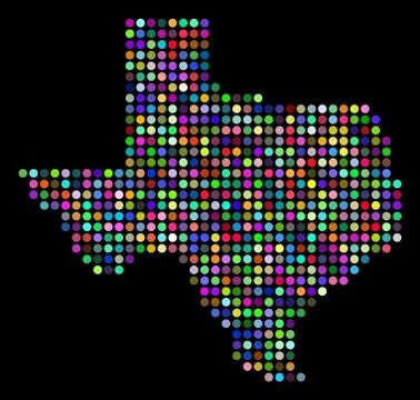 Bright Dotted Texas Map Illustrazione stock
