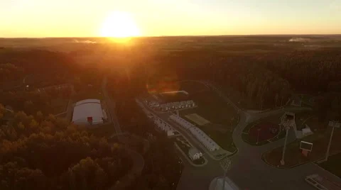Bright dramatic sunset over the forest along riverside Vídeos de archivo 68832617