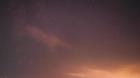 Bright Dramatic Trails Of Stars And Meteors. Sky In Different Colors. From Dusk Stock Footage 281248928