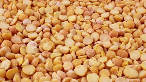 Bright dried yellow peas texture circle rotation close up Stock Footage 233099220