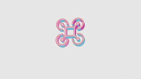 Bright drone icon is jumping merrily. Retro style. Alpha channel black. Stock Footage 253805955