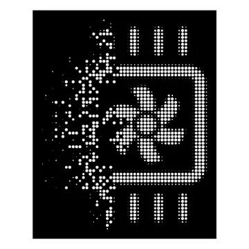 Bright Dust Dot Halftone Chip Cooling Icon Illustrazione stock
