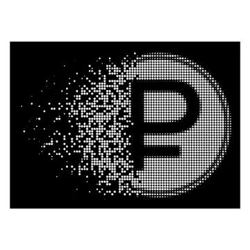 Bright Dust Dotted Halftone Rouble Coin Icon Stock Illustration