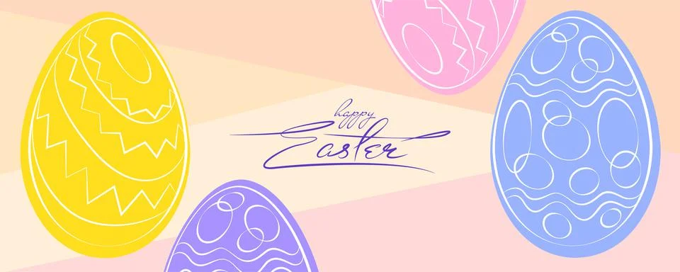 Bright Easter banner. Horizontal poster, greeting card, header for the site Stock Illustration