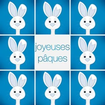 Bright Easter Bunny card in vector format. Words translate to "Happy Easter". 스톡 일러스트