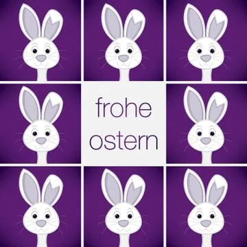 Bright Easter Bunny card in vector format. Words translate to "Happy Easter". Stockillustratie