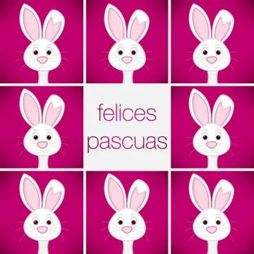 Bright Easter Bunny card in vector format. Words translate to "Happy Easter". Illustrazione stock