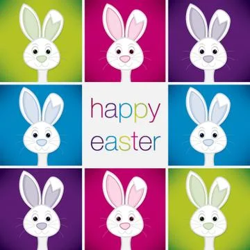 Bright Easter Bunny card in vector format. Stock Illustration