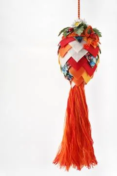 Bright Easter egg decorating fabric. Stock Photos