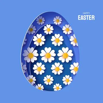 Bright Easter Egg with flowers for greeting cards, posters, invitations. Happy Stock Illustration