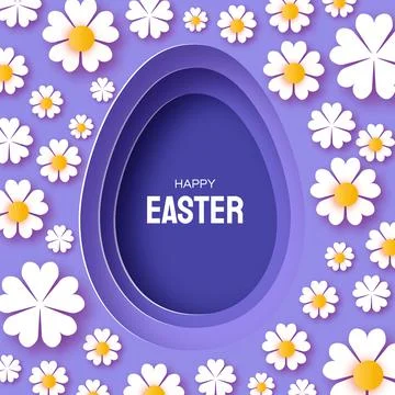 Bright Easter Egg with flowers for greeting cards, posters, invitations. Happy Stock Illustration
