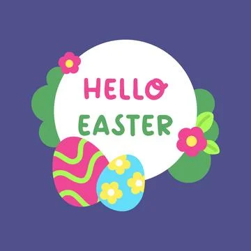 Bright Easter Greeting with Colorful Eggs and Floral Accents Stock Illustration