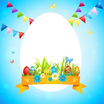 Bright easter happy frame Stock Illustration