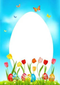 Bright easter happy frame Stock Illustration