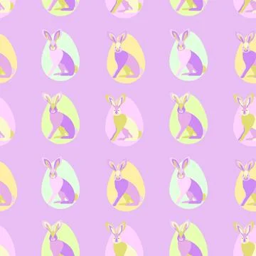 Bright Easter pattern with colorful rabbits and eggs.Seamless easter patter.. Illustrazione stock