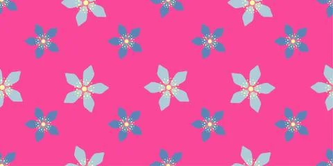 Bright easter pattern with spring flowers. Summer colors. Pink, fuchsia and b Stock Illustration