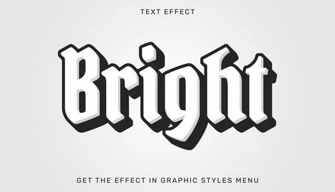 Bright editable text effect in 3d style Stock Illustration