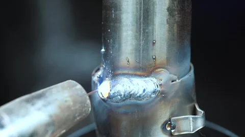 Bright Electric Arc Welding Process Forming Reliable Heavy Steel Seam Stock Footage 337449266