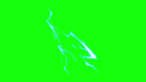 Bright electric blue lightning bolt on vibrant green background, dynamic energy Stock Footage 339487097