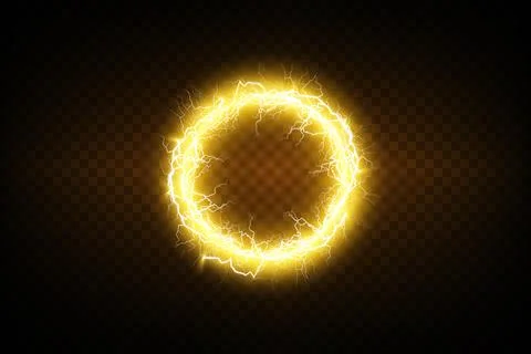 A bright electric circle featuring impressive lightning effects that excite the Stock Illustration
