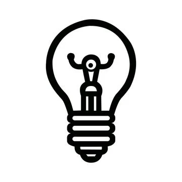 Bright electric light bulb vector icon symbolizes idea and innovation Stock Illustration