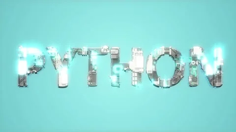 Bright electrical light shining blue cybernetic text PYTHON - loop video Stock Footage 196963113