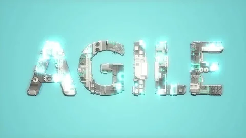 Bright electrical light shining blue cybernetic text AGILE - loop video 库存影片 201213460