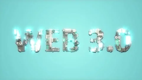 Bright electrical light shining blue cybernetical text WEB 3 0 - loop video Stock Footage 202621155