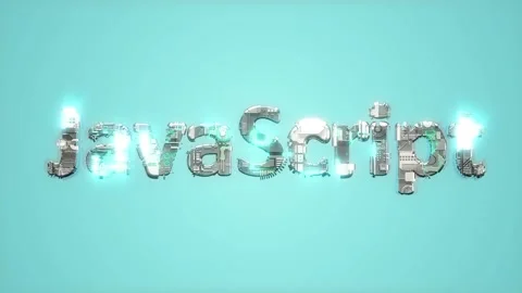 Bright electrical light shining blue cybernetic text JavaScript - loop video Stock Footage 230063449