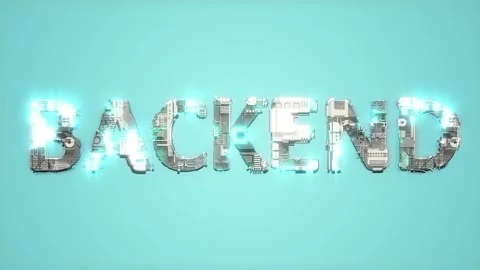 Bright electrical light shining blue cybernetical text BACKEND - loop video Stock Footage 239130243