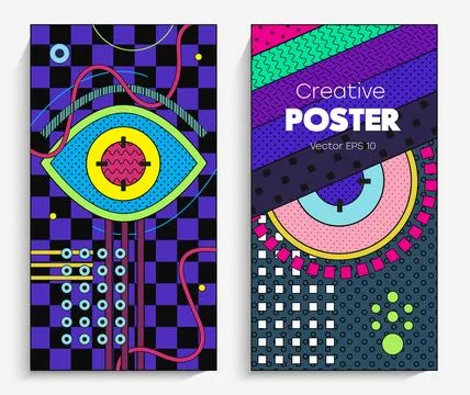 Bright emphis design elements of the 90s trends for your project, animation.. Stock Illustration