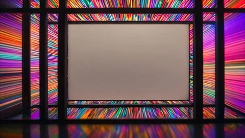 A bright empty field in a black frame surrounded by colorful, rainbow, shim.. Stock Footage 273954690