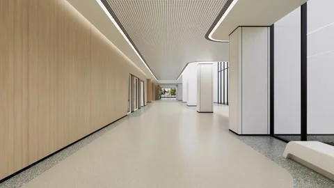 Bright Empty Hospital Corridor Video Moving Slow Down Medical Hallway  Mockup Stock Footage 341602969
