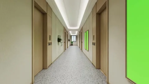Bright Empty Hospital Corridor Video Moving Slow Down Medical Hallway  Mockup Stock Footage 341602974