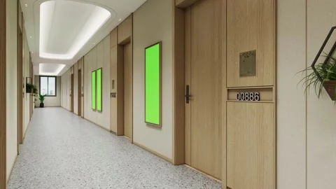 Bright Empty Hospital Corridor Video Moving Slow Down Medical Hallway  Mockup Stock Footage 341603317