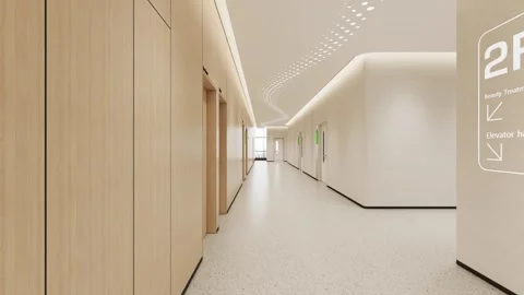 Bright Empty Hospital Corridor Video Moving Slow Down Medical Hallway 4k Stock Footage 341603543