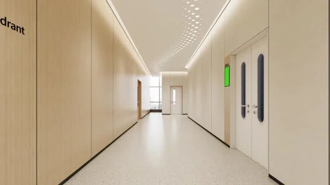Bright Empty Hospital Corridor Video Moving Slow Down Medical Hallway 4k Stock Footage 341603770