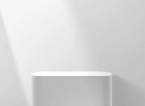 Bright empty room with sunlight and podium. Showcase with shadow overlay effe Stock-Illustration
