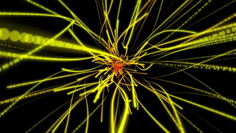 Bright energetic abstract stream of yellow rays on black background Stock-Footage 252892043